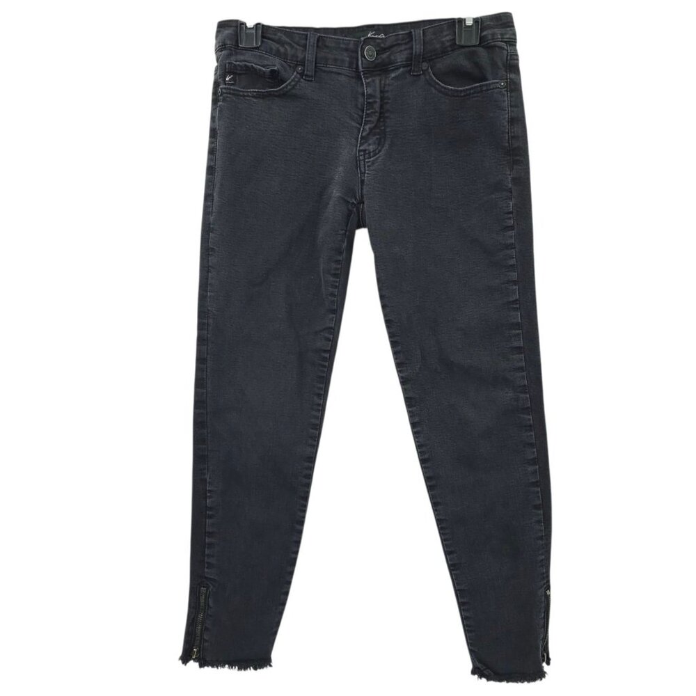 KanCan Ankle Zip Mid Rise Jeans Womens Size 27 Black Stretch Skinny Denim